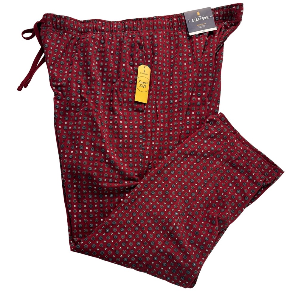 Stafford Mens Red Neat Geometric Print Super Soft Sleep Pants XXL NWT